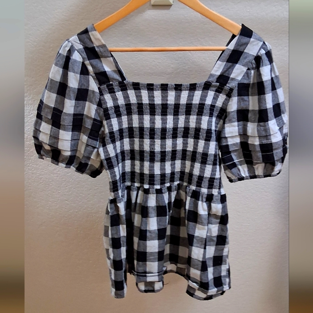 Black and White Kay+Jay Checkered Women's Top